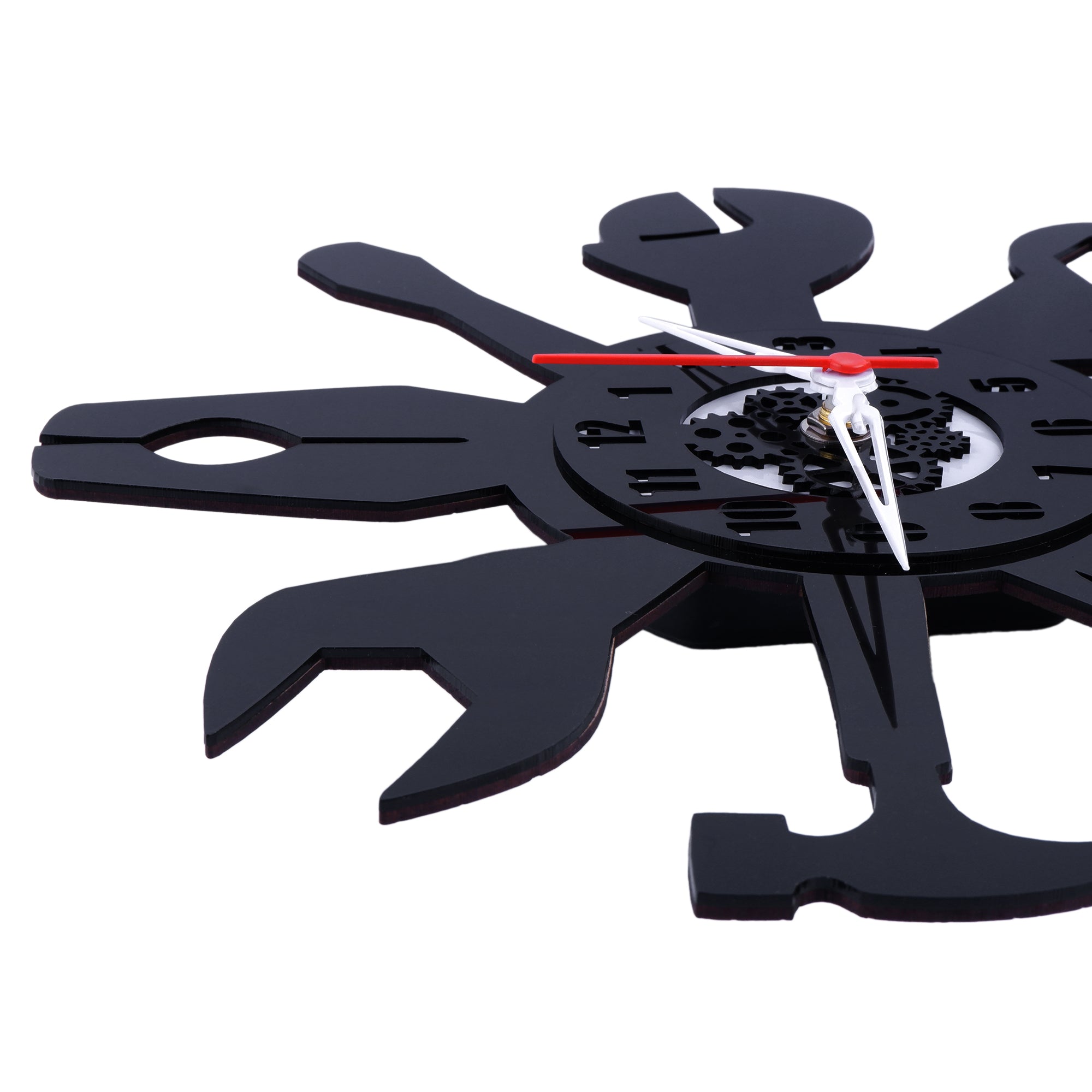 Tool Clock, Engineered Wood Clock, 12″ Wall Clock, Black