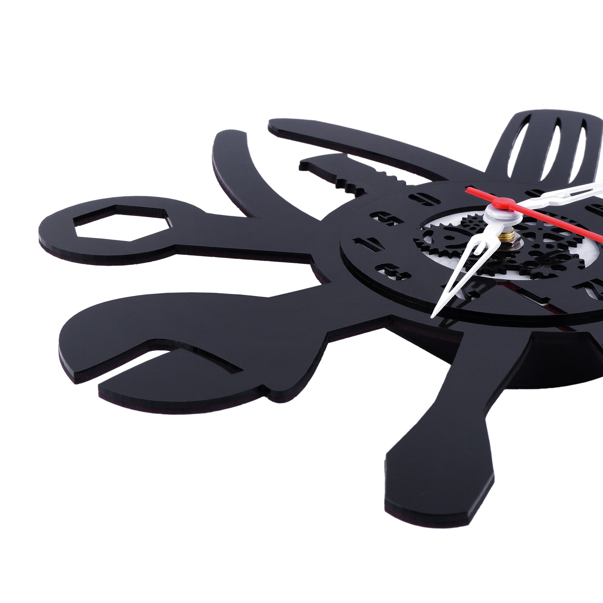 Tool Clock, Engineered Wood Clock, 12″ Wall Clock, Black