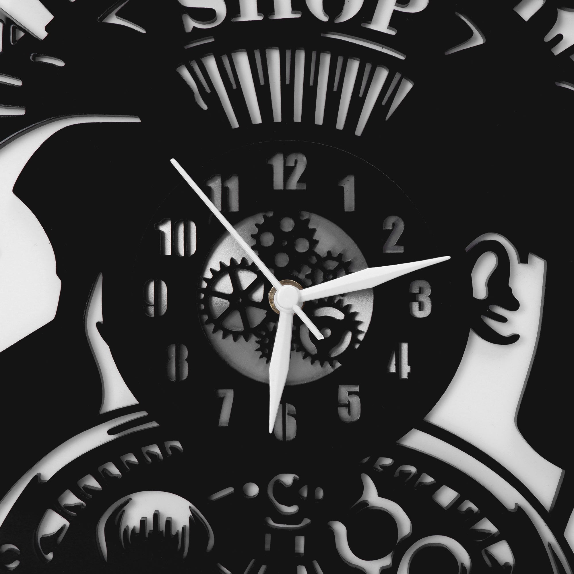 Men's Salons 12″ Numbered Wall Clock, Black