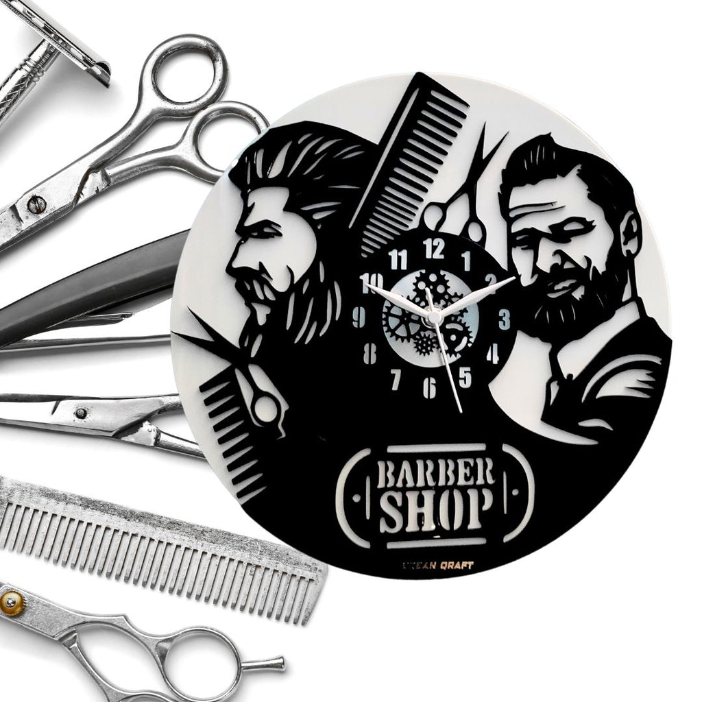 Stylish 2 Men’s Salon Wall Clock, 12″ Premium Barbershop  Wall Clock