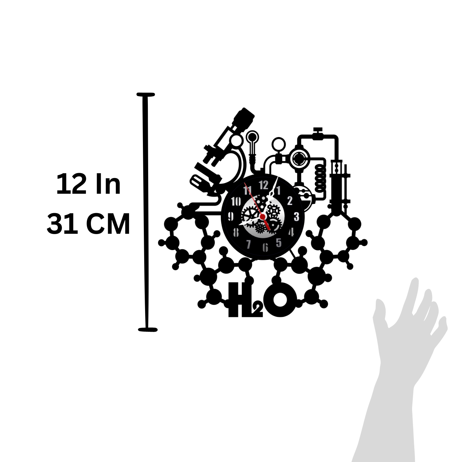 Chemistry Art 12” PlexiGlass Glossy Black Wall Clock