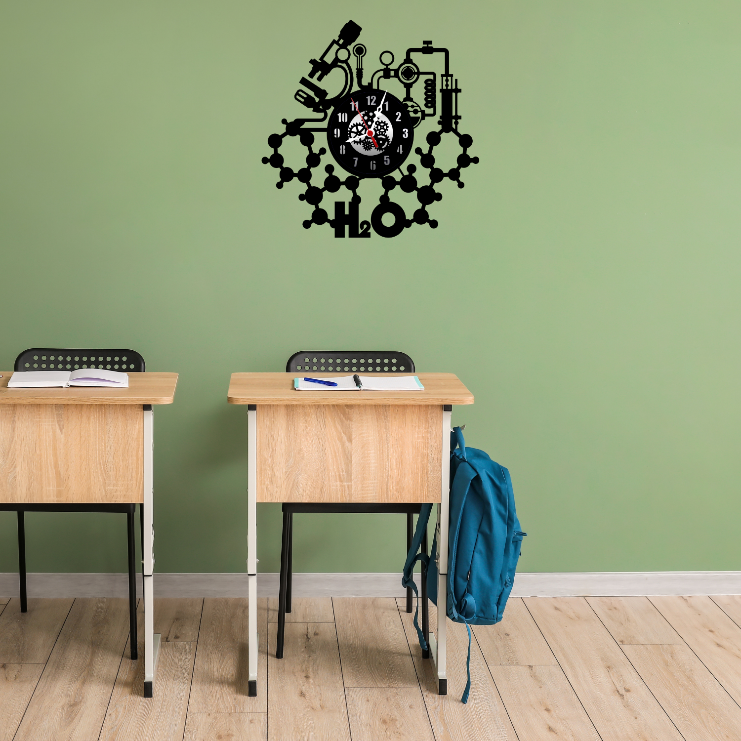 Chemistry Art 12” PlexiGlass Glossy Black Wall Clock