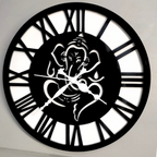 GANESH ROMAN 12”  PlexiGlass Glossy Black & White Wall Clock