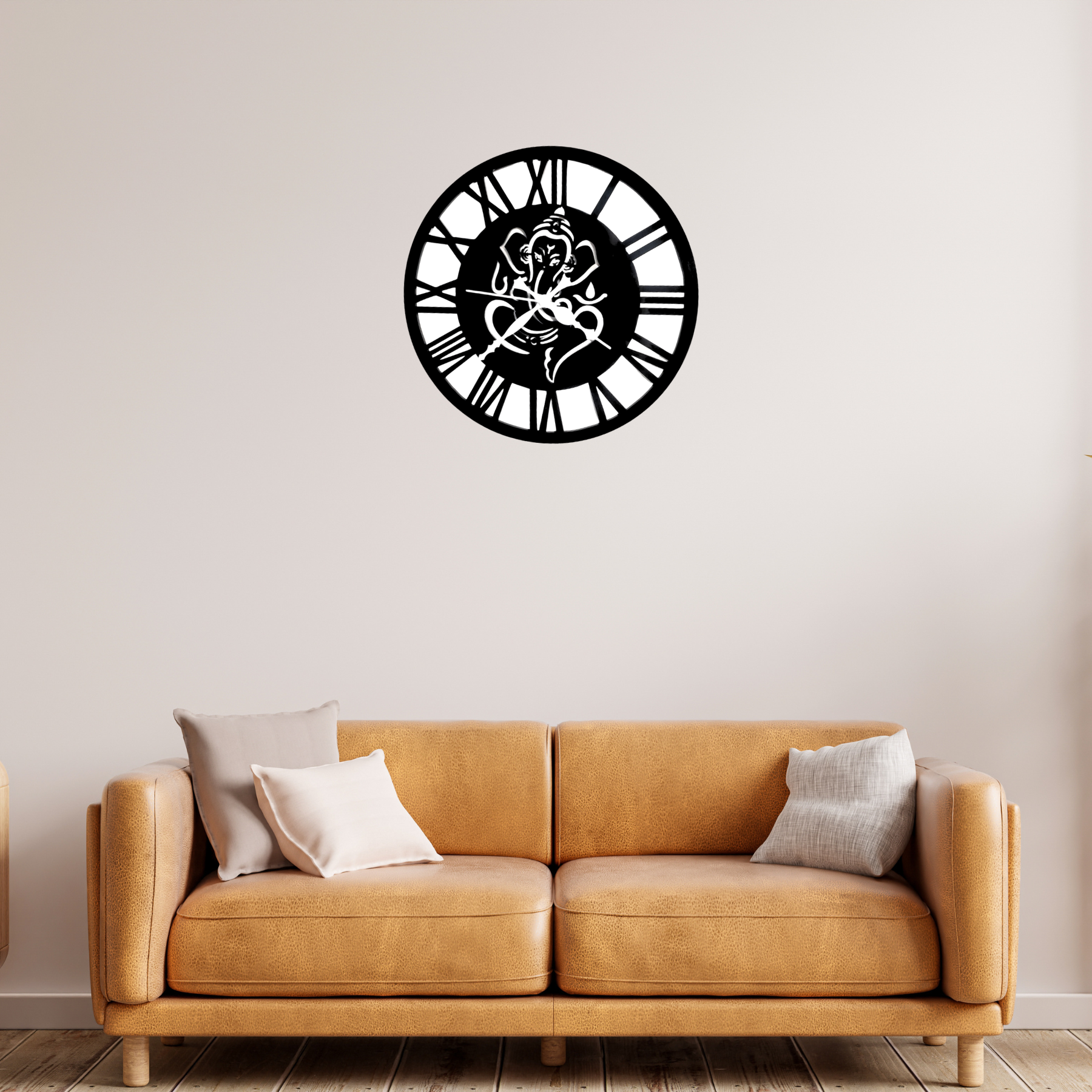 GANESH ROMAN 12”  PlexiGlass Glossy Black & White Wall Clock