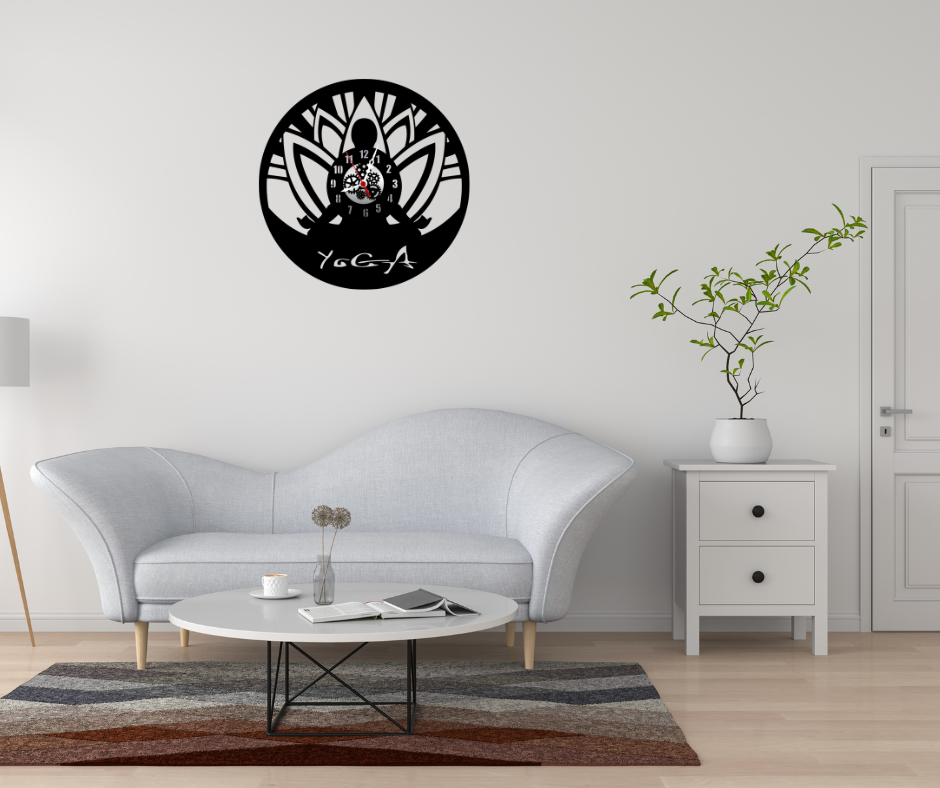 Yoga 12” PlexiGlass Glossy Black Wall Clock
