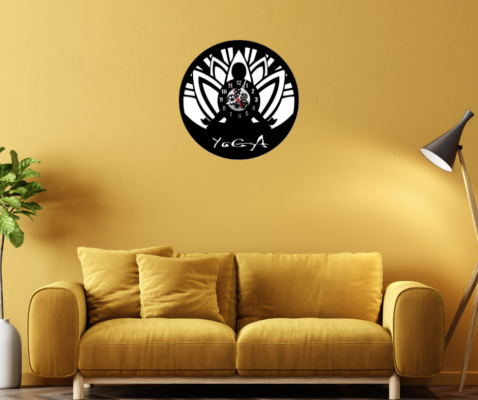 Yoga 12” PlexiGlass Glossy Black Wall Clock