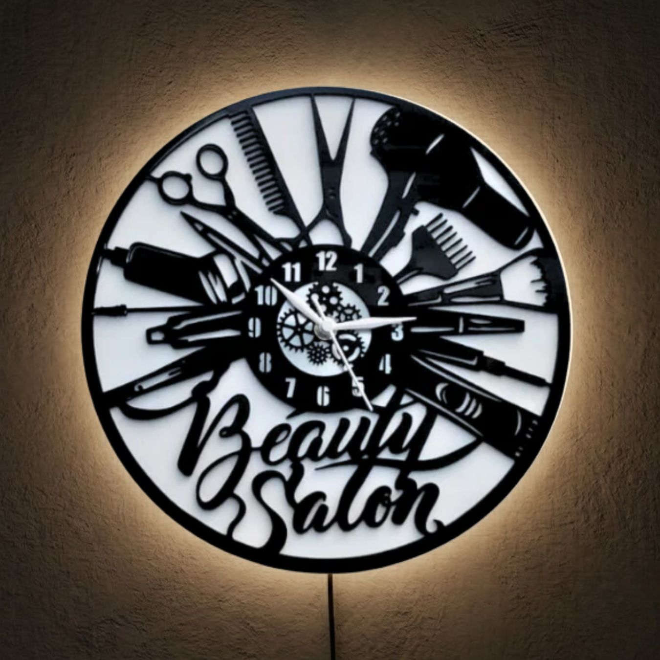Beauty Salon & Cosmetics Wall Clock, 12″ Wall Clock, Plexi Glass 31 CM