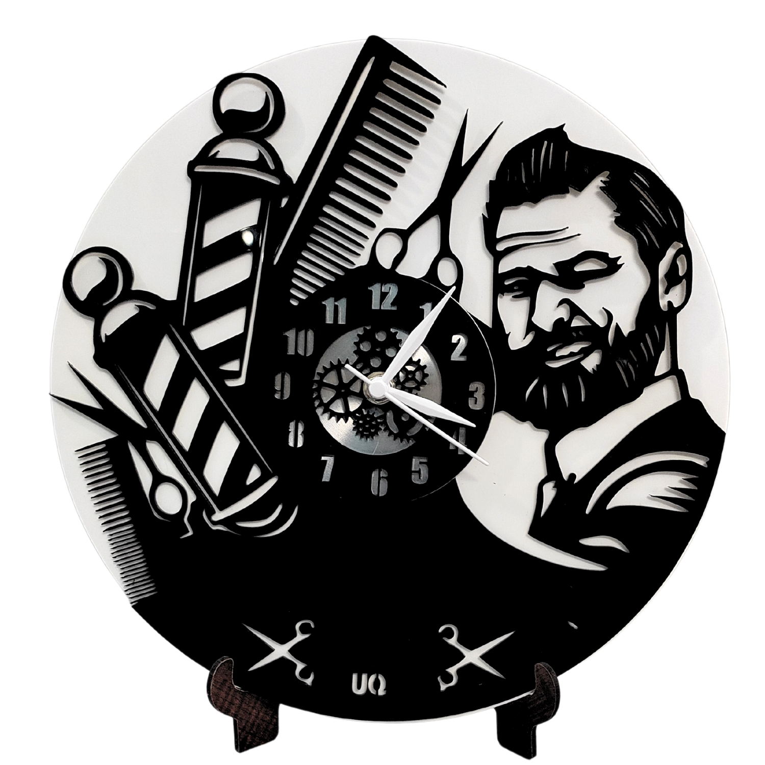 Men's Salons 12″ Numbered Wall Clock, Black