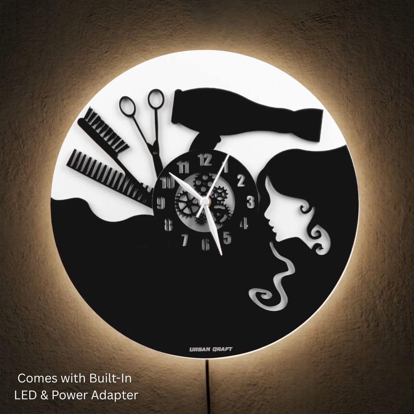 Girl Salon 12″ Wall Clock for Urban Salon & Spa