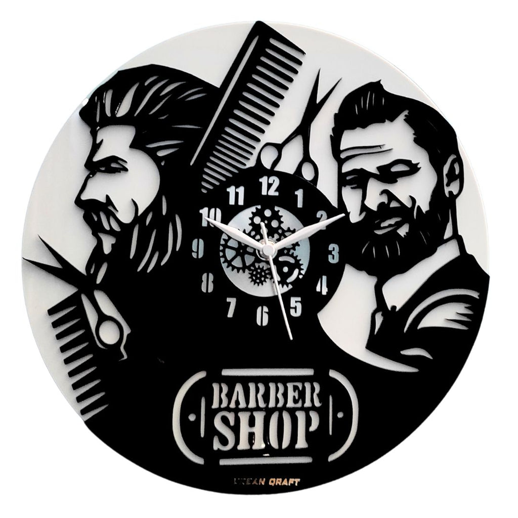 Stylish 2 Men’s Salon Wall Clock, 12″ Premium Barbershop  Wall Clock