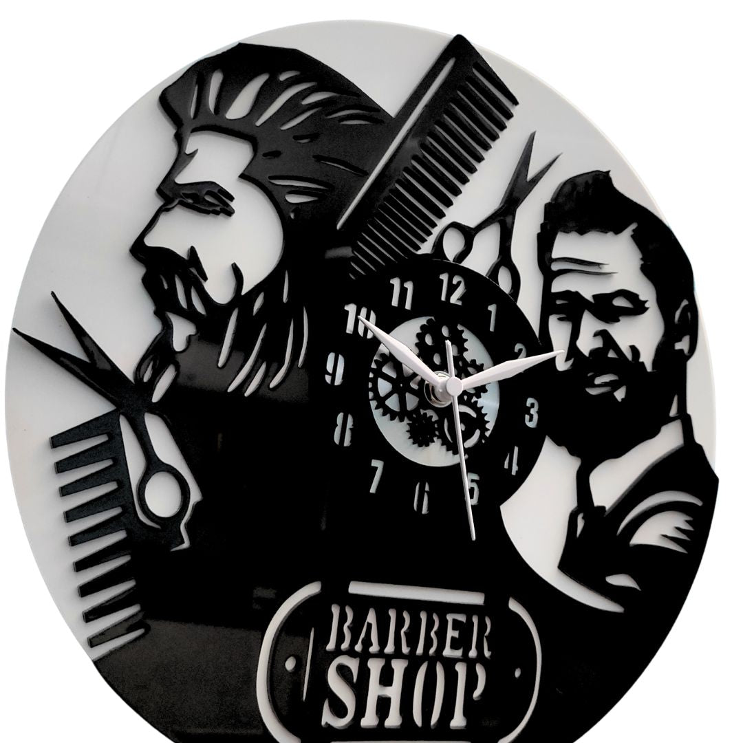 Stylish 2 Men’s Salon Wall Clock, 12″ Premium Barbershop  Wall Clock