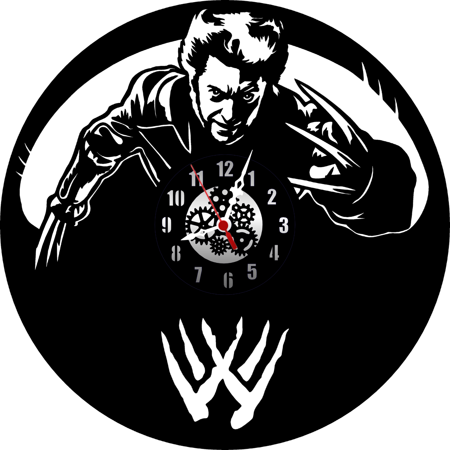 The Wolf Premium PlexiGlass Glossy Black 12” Wall Clock