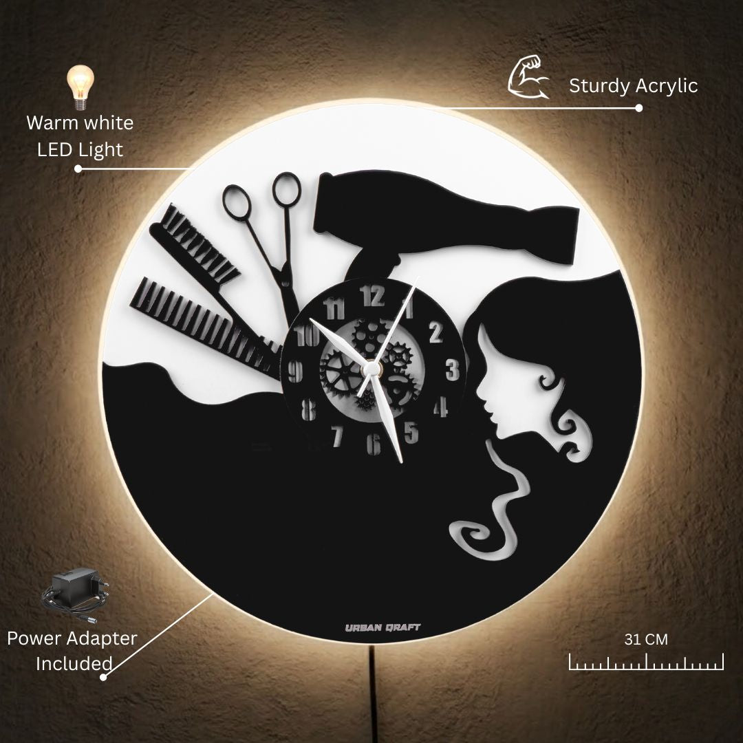 Girl Salon 12″ Wall Clock for Urban Salon & Spa
