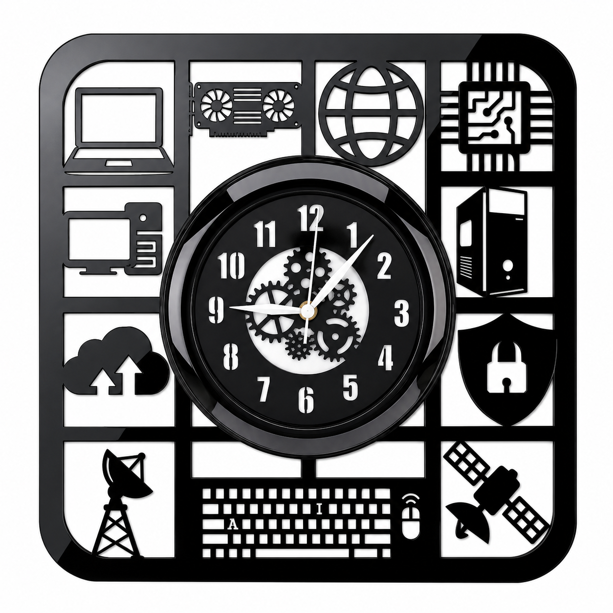 Cyber Tech Acrylic Wall Clock 12 inch with Glass