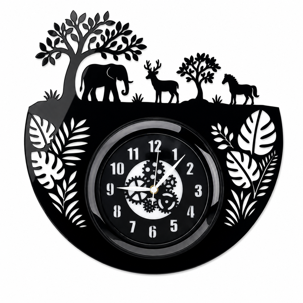 Jungle Acrylic Wall Clock 12 inch With Glass