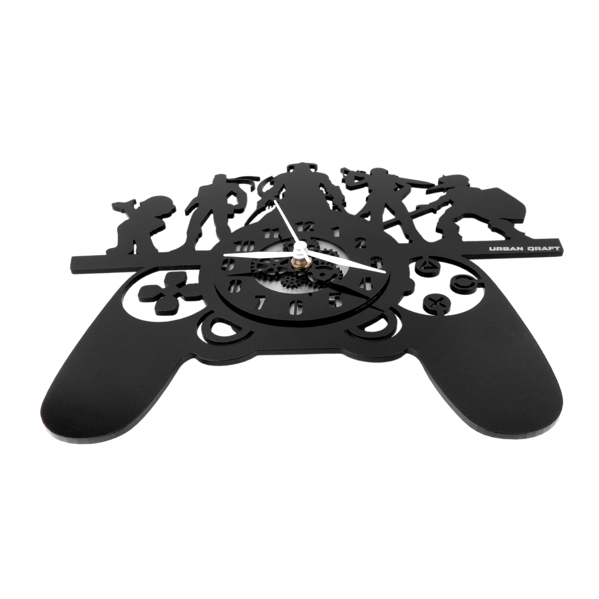 Game Pad Clock 12''  PlexiGlass Glossy Black Wall Clock
