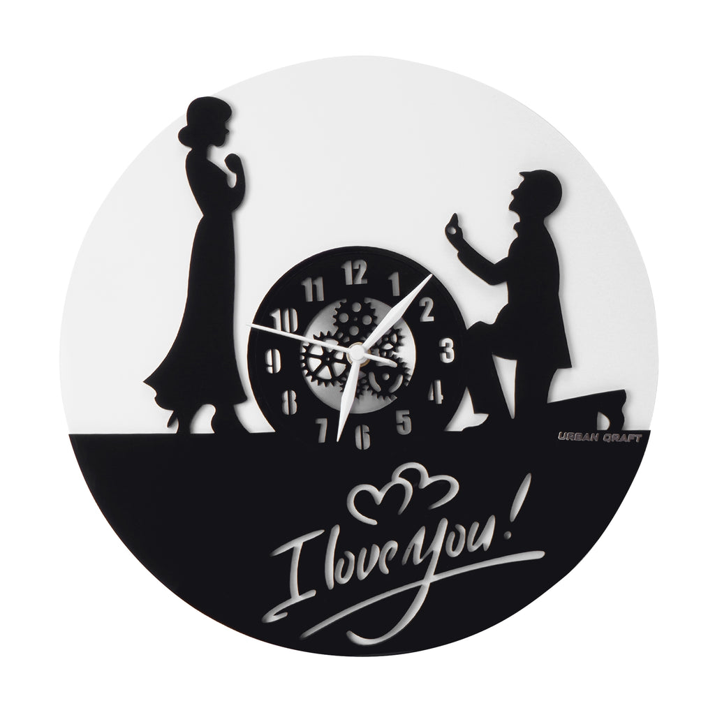 Couple Wall Clock, 12″ Numbered Wall Clock, Black