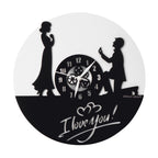 Couple Wall Clock, 12″ Numbered Wall Clock, Black