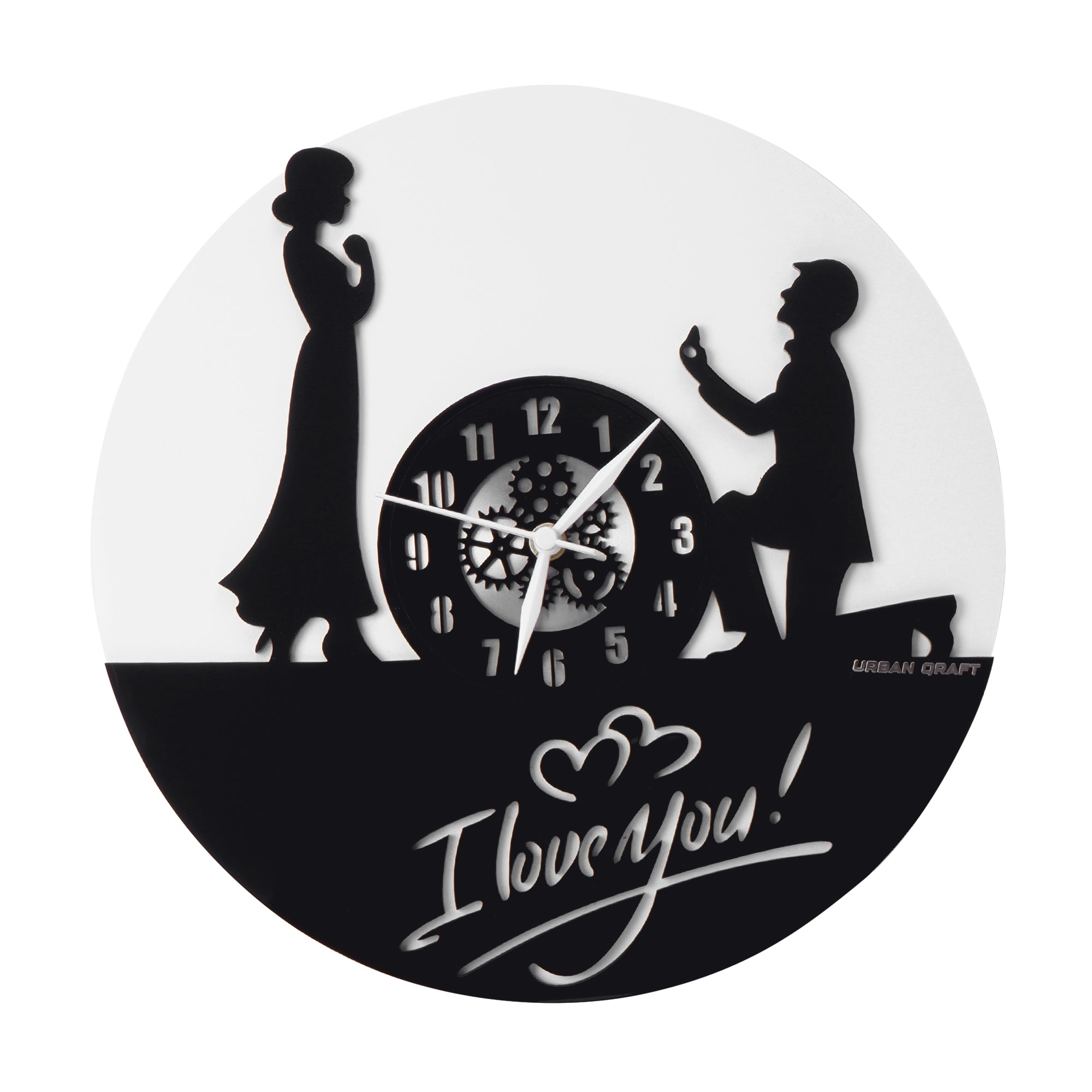 Couple Wall Clock, 12″ Numbered Wall Clock, Black