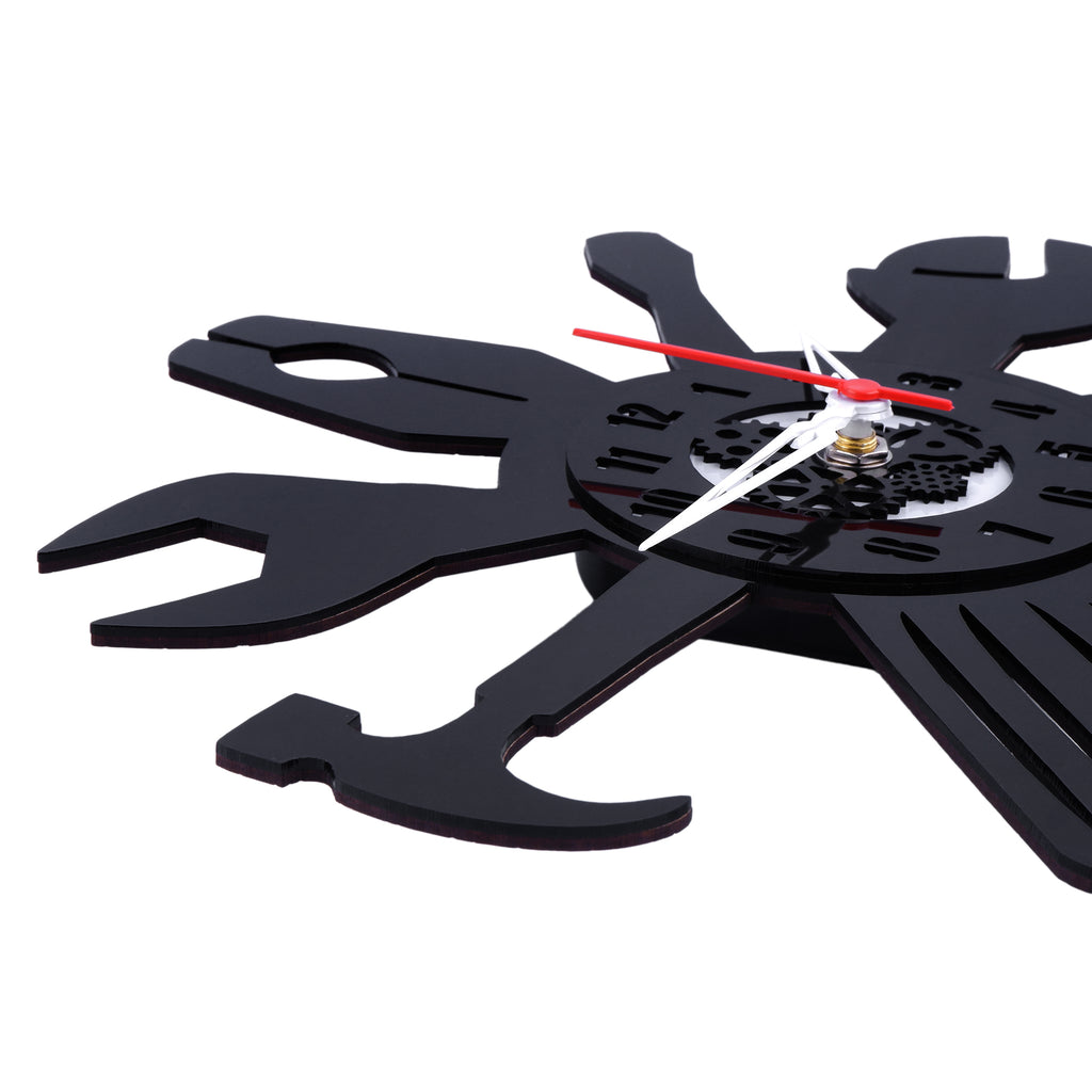 Tool Clock, Engineered Wood Clock, 12″ Wall Clock, Black