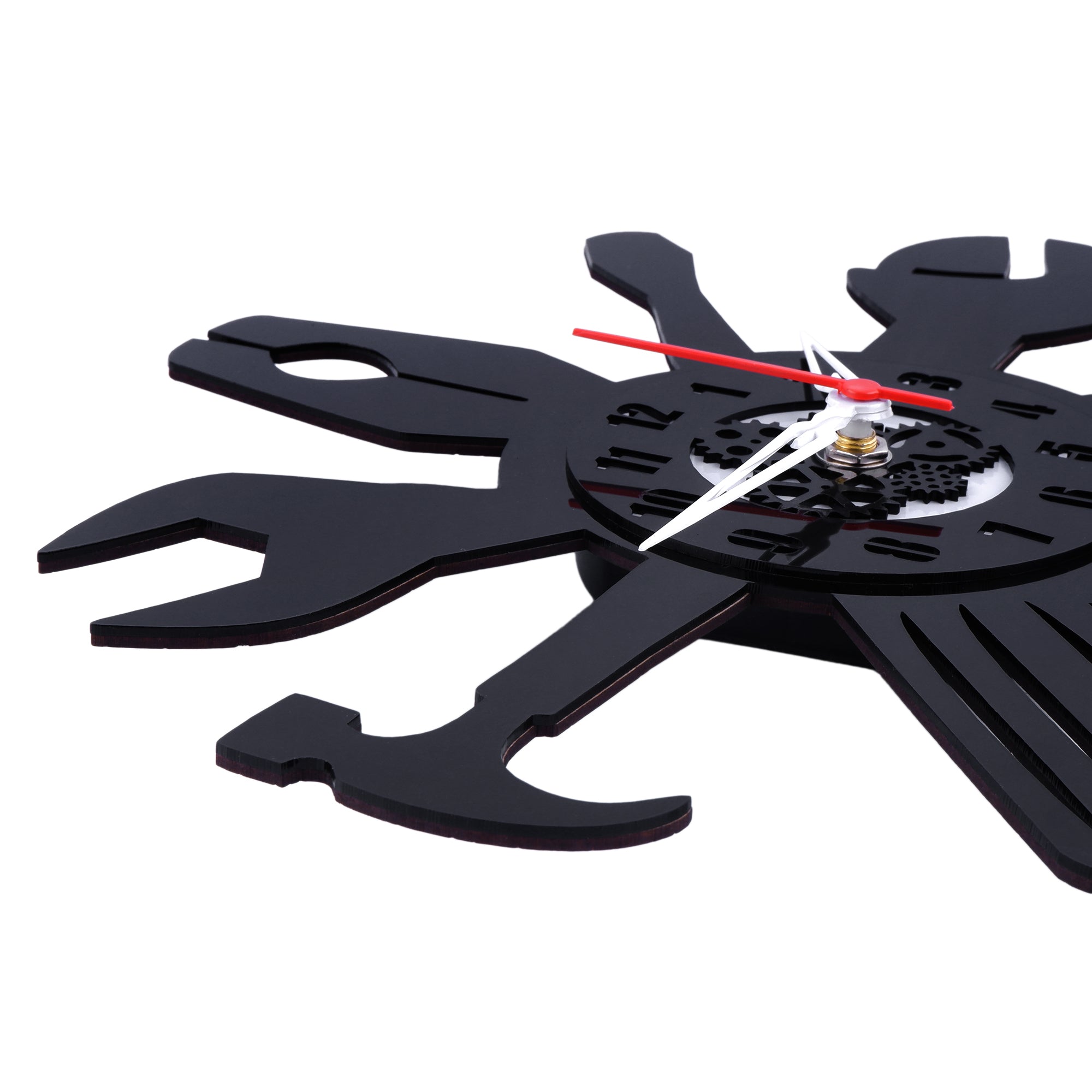 Tool Clock, Engineered Wood Clock, 12″ Wall Clock, Black