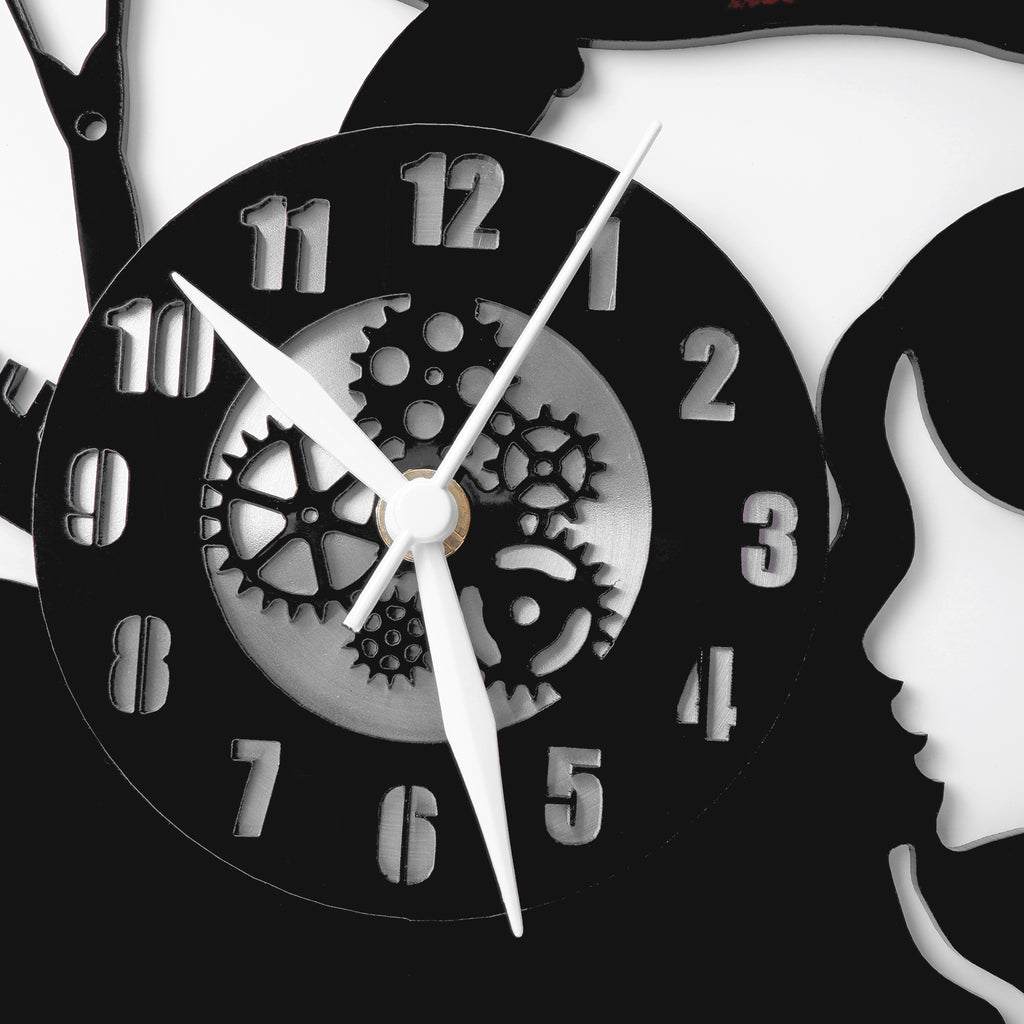 Girl Salon 12″ Numbered Wall Clock, Black