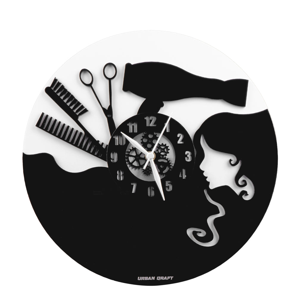 Girl Salon 12″ Numbered Wall Clock, Black