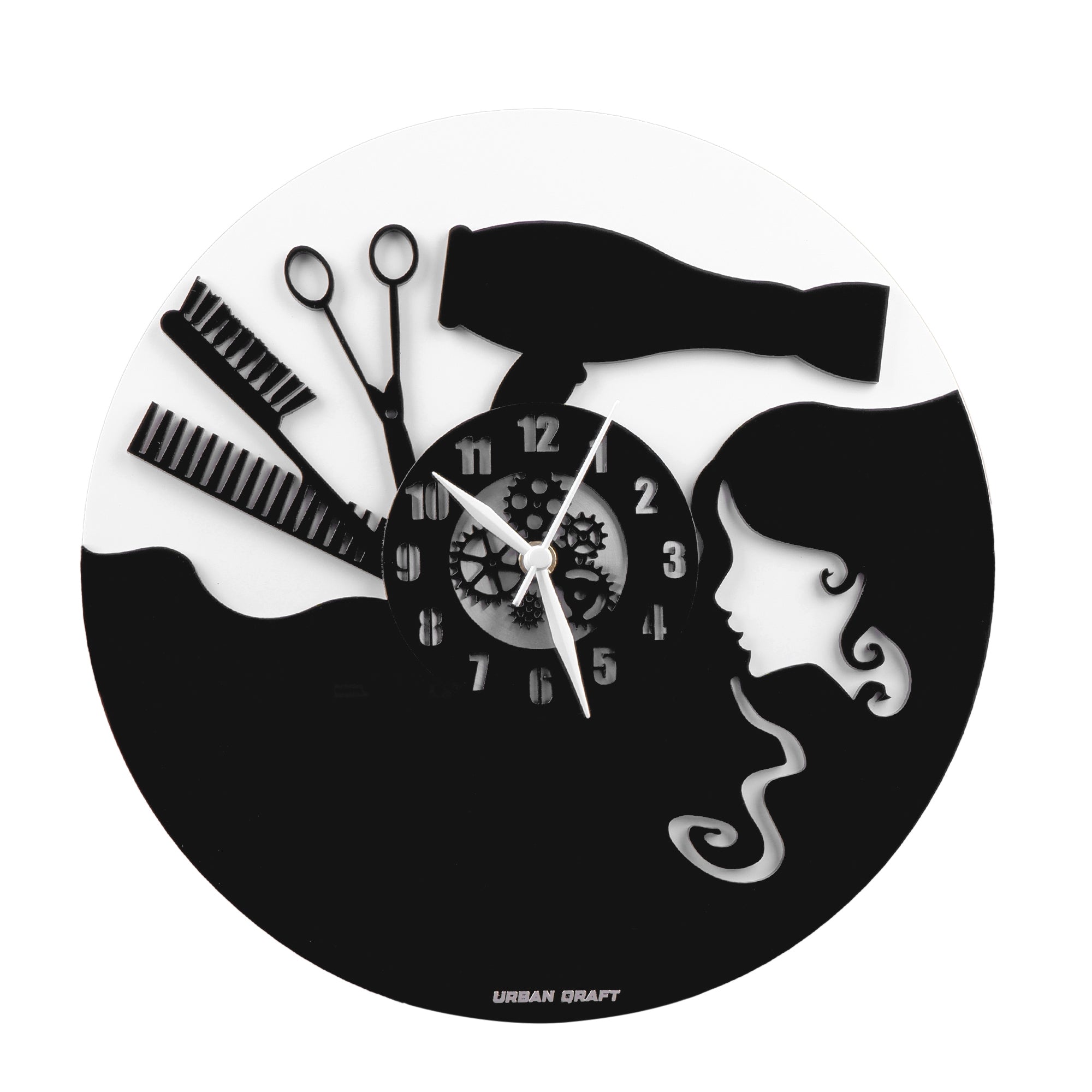 Girl Salon 12″ Numbered Wall Clock, Black