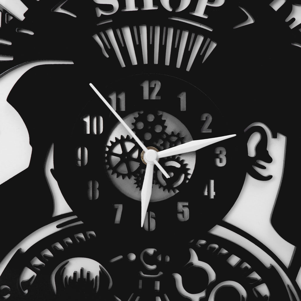 Men's Salons 12″ Numbered Wall Clock, Black