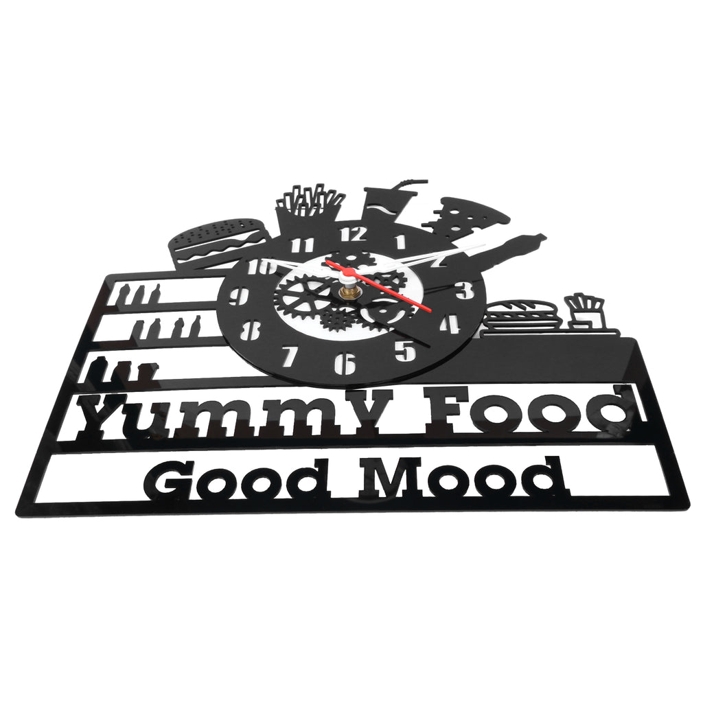 "Yummy Food, Good Mood" Premium Acrylic Wall Clock 12"