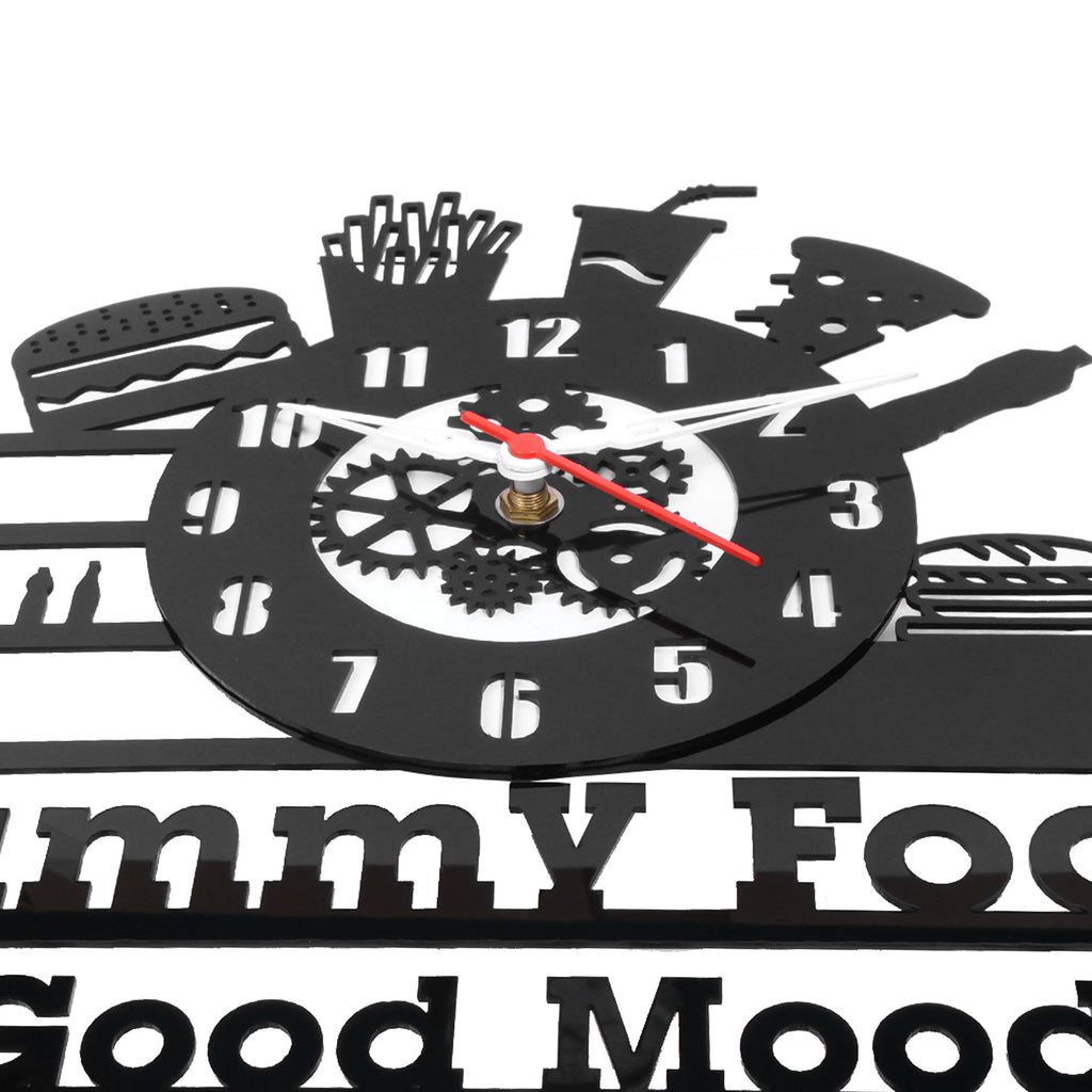 "Yummy Food, Good Mood" Premium Acrylic Wall Clock 12"