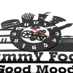 "Yummy Food, Good Mood" Premium Acrylic Wall Clock 12"