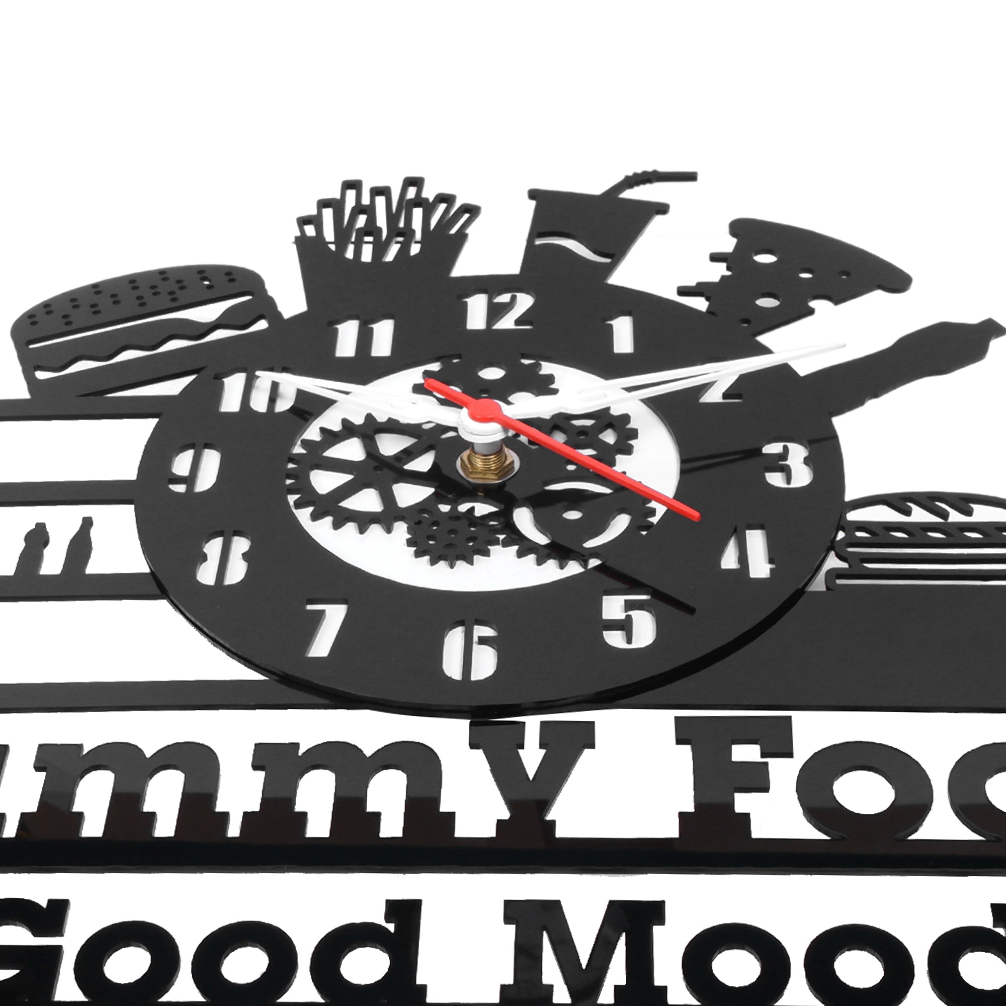 "Yummy Food, Good Mood" Premium Acrylic Wall Clock 12"