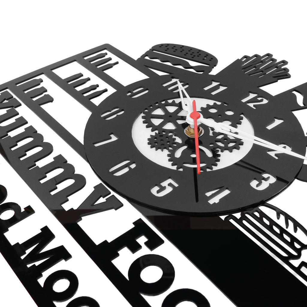"Yummy Food, Good Mood" Premium Acrylic Wall Clock 12"