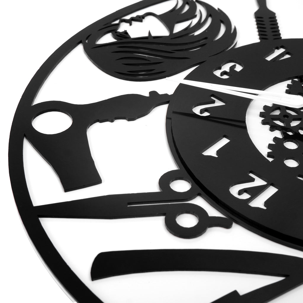 Premium Unisex Barber Shop & Hair Salon AI Designed  Wall Clock 12"