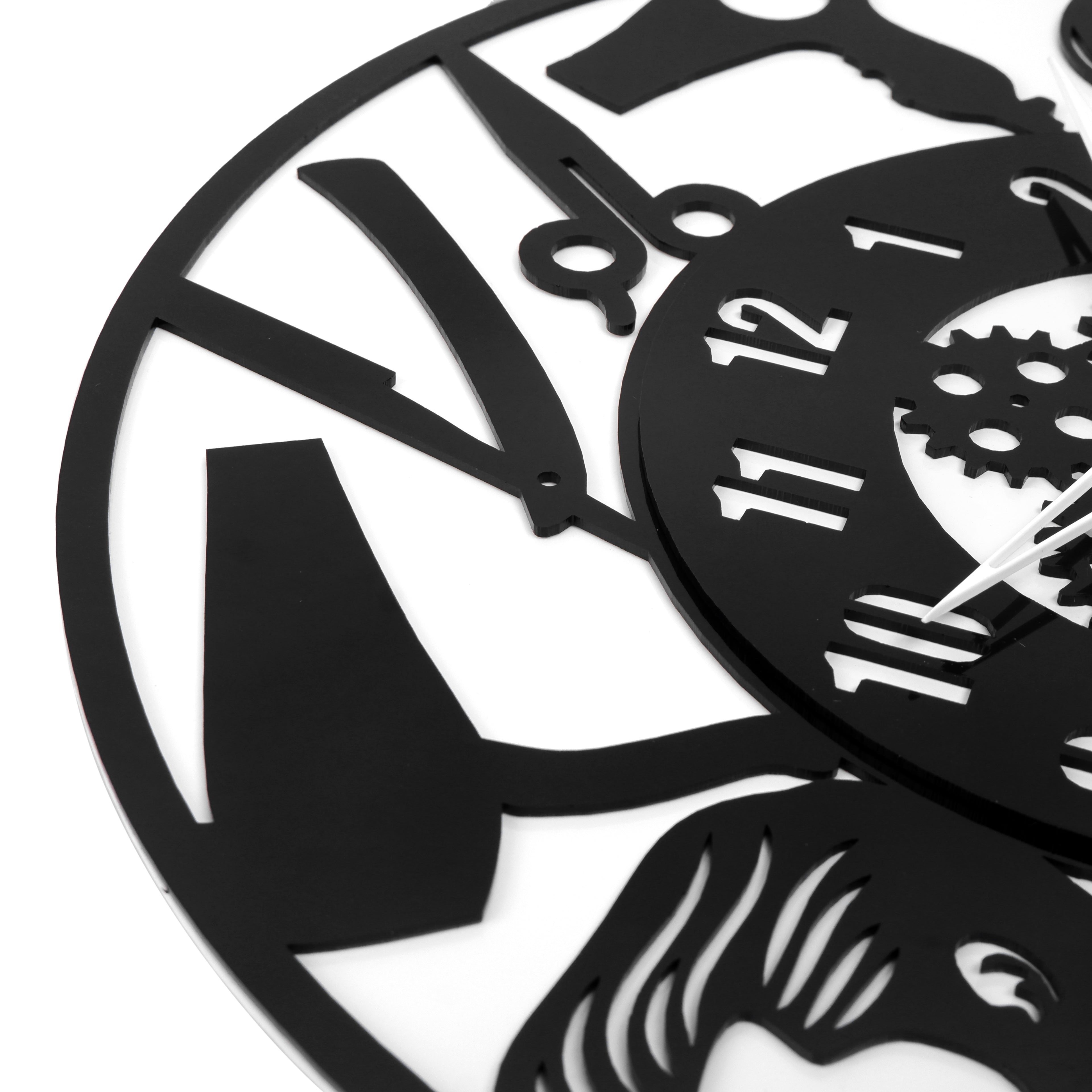Premium Unisex Barber Shop & Hair Salon AI Designed  Wall Clock 12"