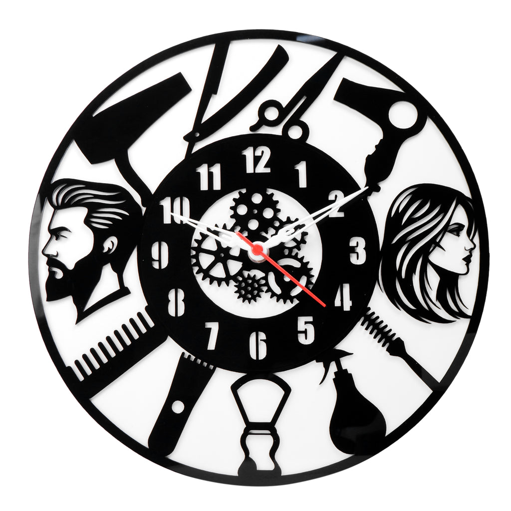 Premium Unisex Barber Shop & Hair Salon AI Designed  Wall Clock 12"