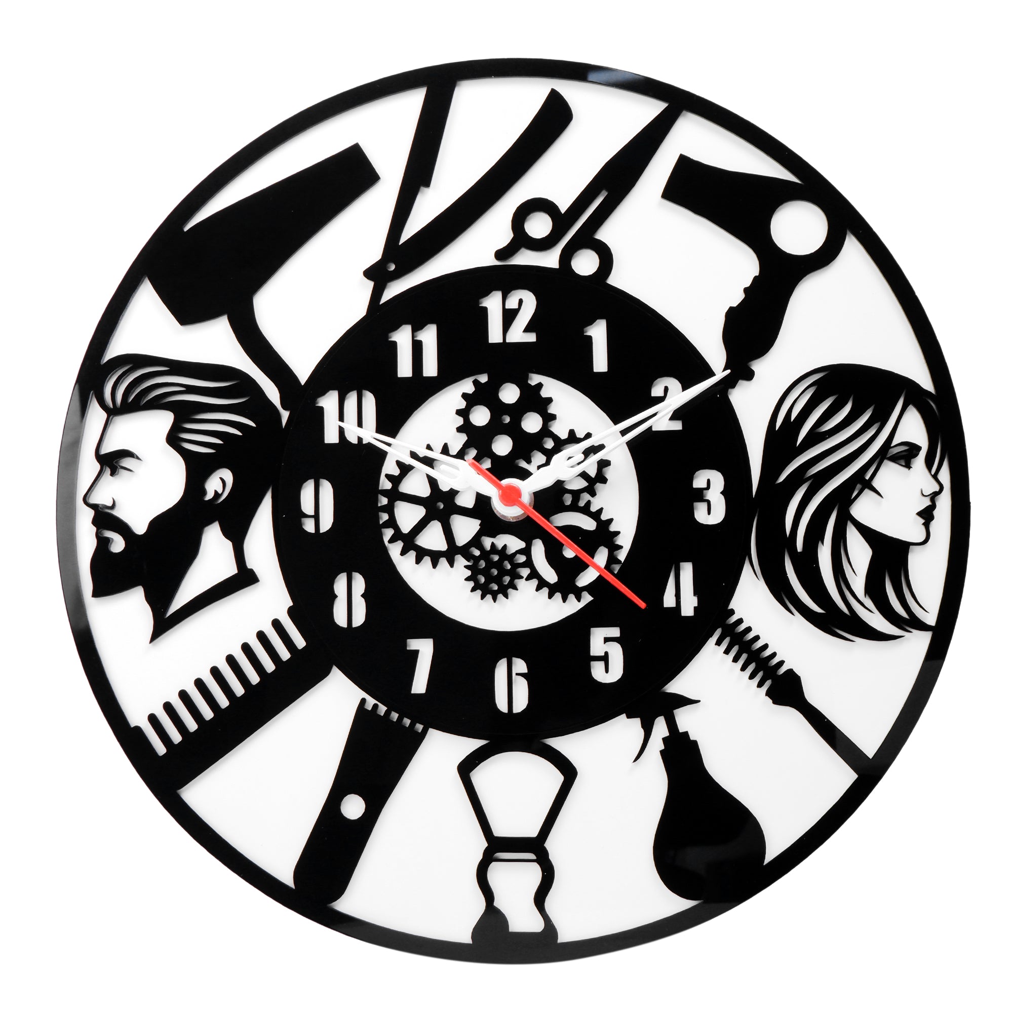 Premium Unisex Barber Shop & Hair Salon AI Designed  Wall Clock 12"