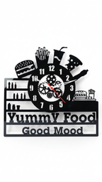 "Yummy Food, Good Mood" Premium Acrylic Wall Clock 12"