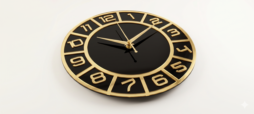 Gold & Black Luxury Wall Clock 12"