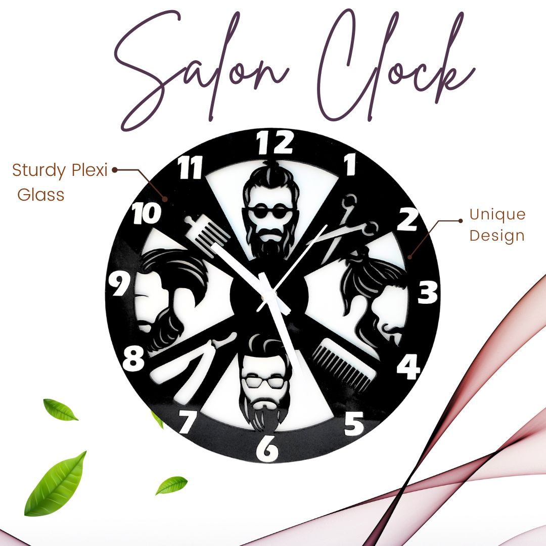 Salon clock 360 12″ Numbered Wall Clock, Black