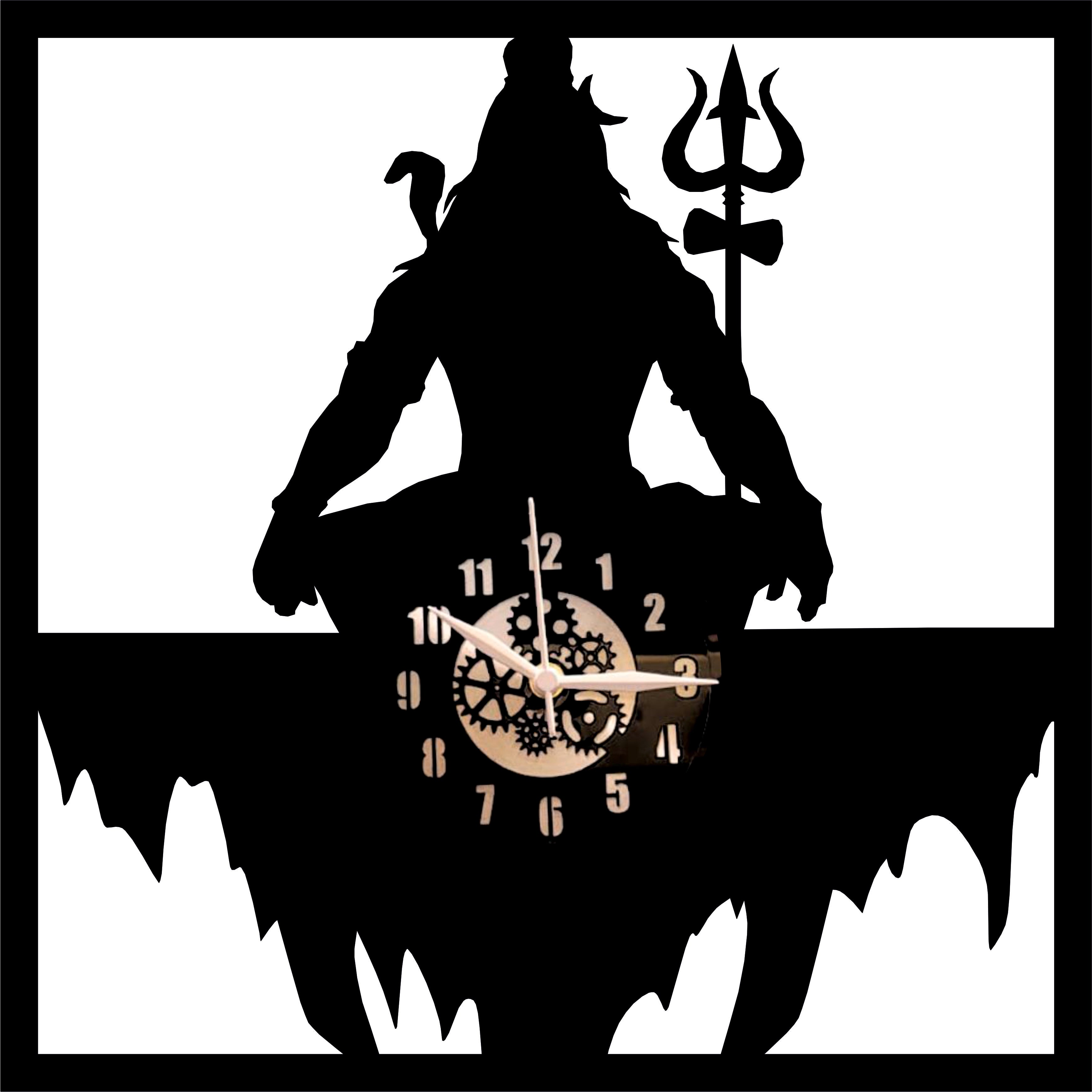 MAHADEV 12” Premium PlexiGlass Glossy Black Wall Clock