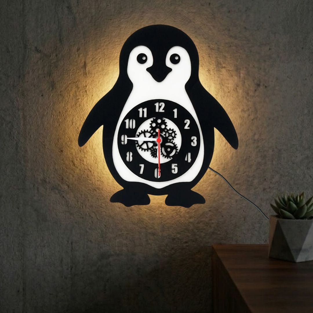 Happy Penguin Premium Acrylic Wall Clock 12"