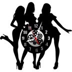 Girl Trio 12” PlexiGlass Glossy Black Wall Clock
