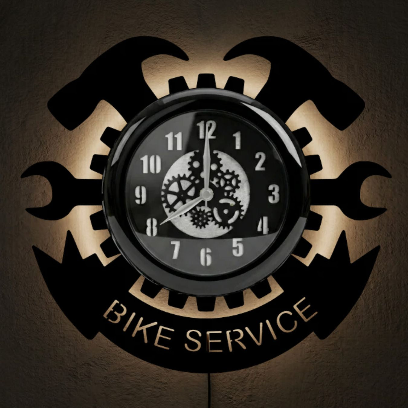 "Bike Service" Premium Glass-Cover Wall Clock