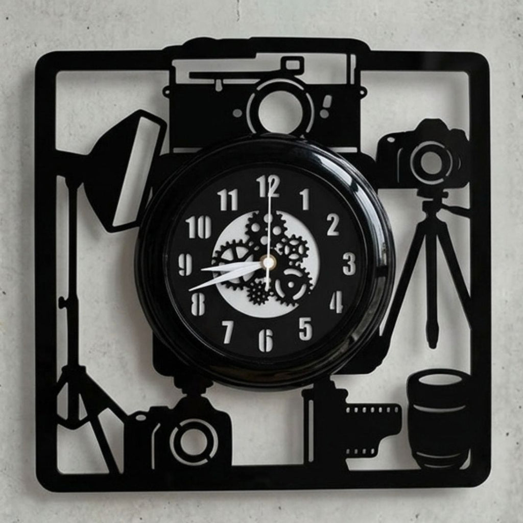 Camera Gear Square Wall Clock 12 inch