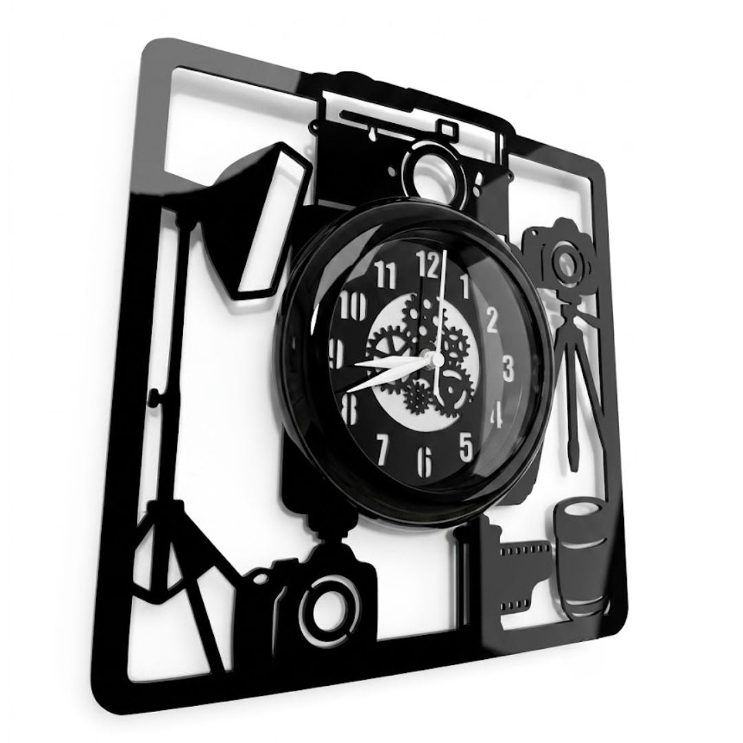 Camera Gear Square Wall Clock 12 inch