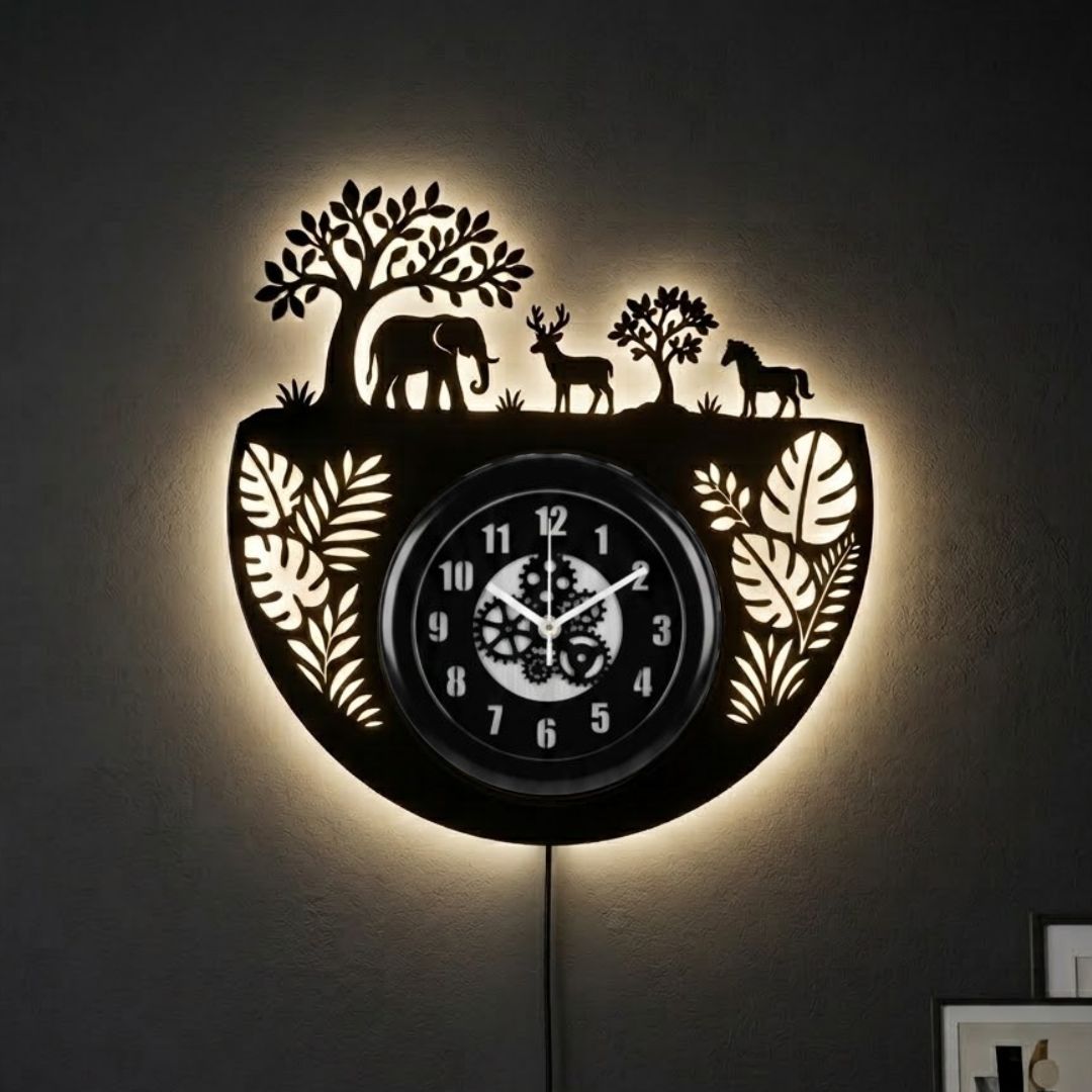 Jungle Acrylic Wall Clock 12 inch With Glass