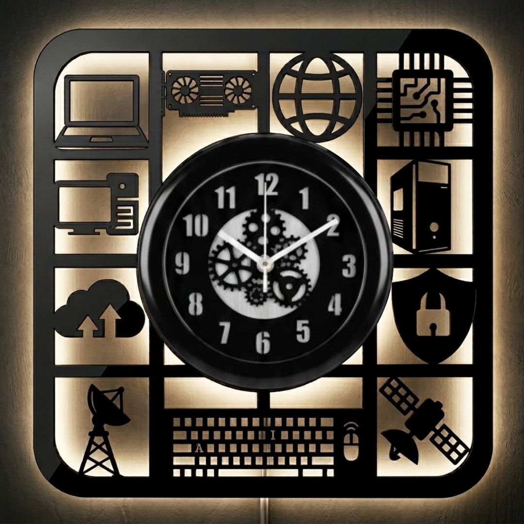 Cyber Tech Acrylic Wall Clock 12 inch with Glass