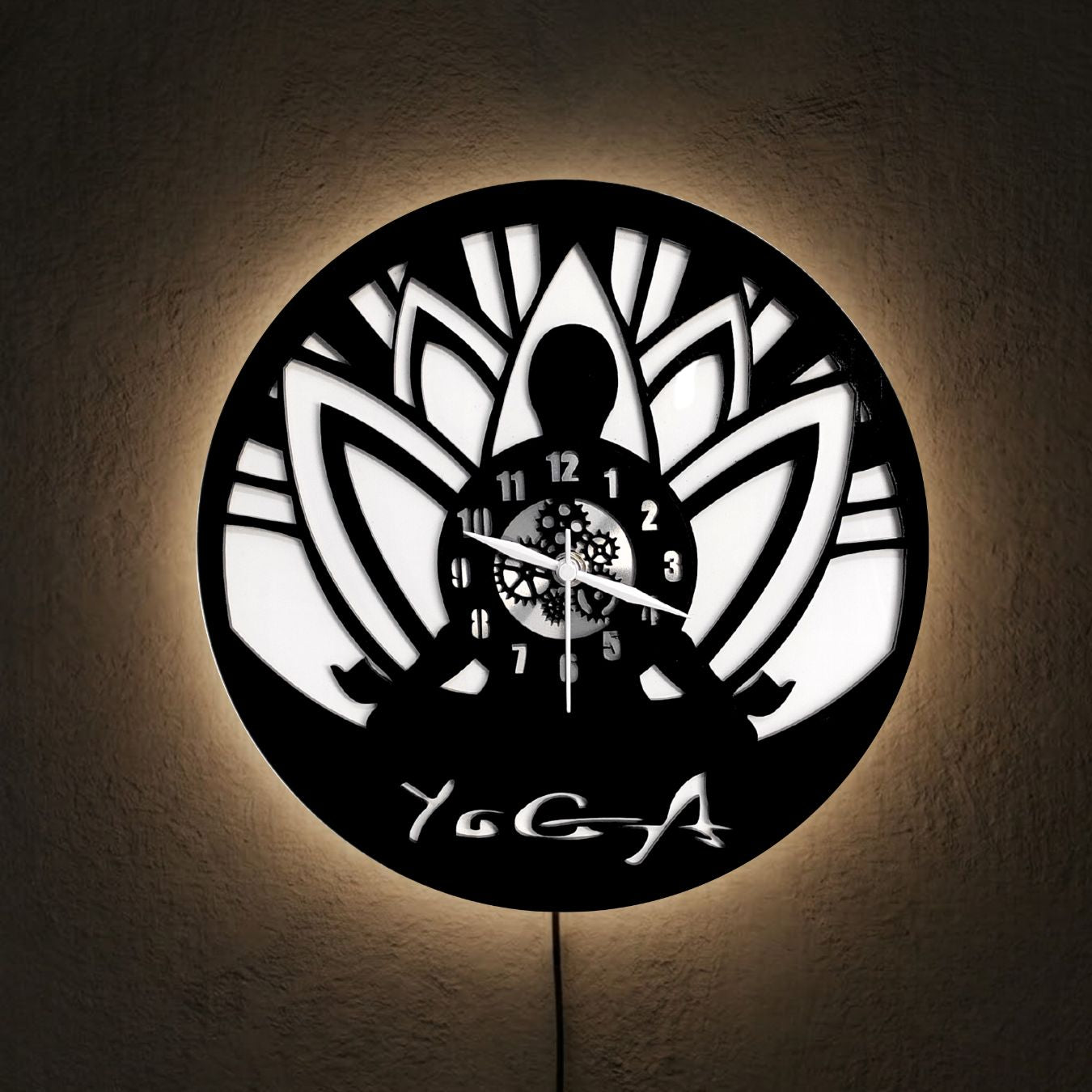 Yoga 12” PlexiGlass Glossy Black Wall Clock